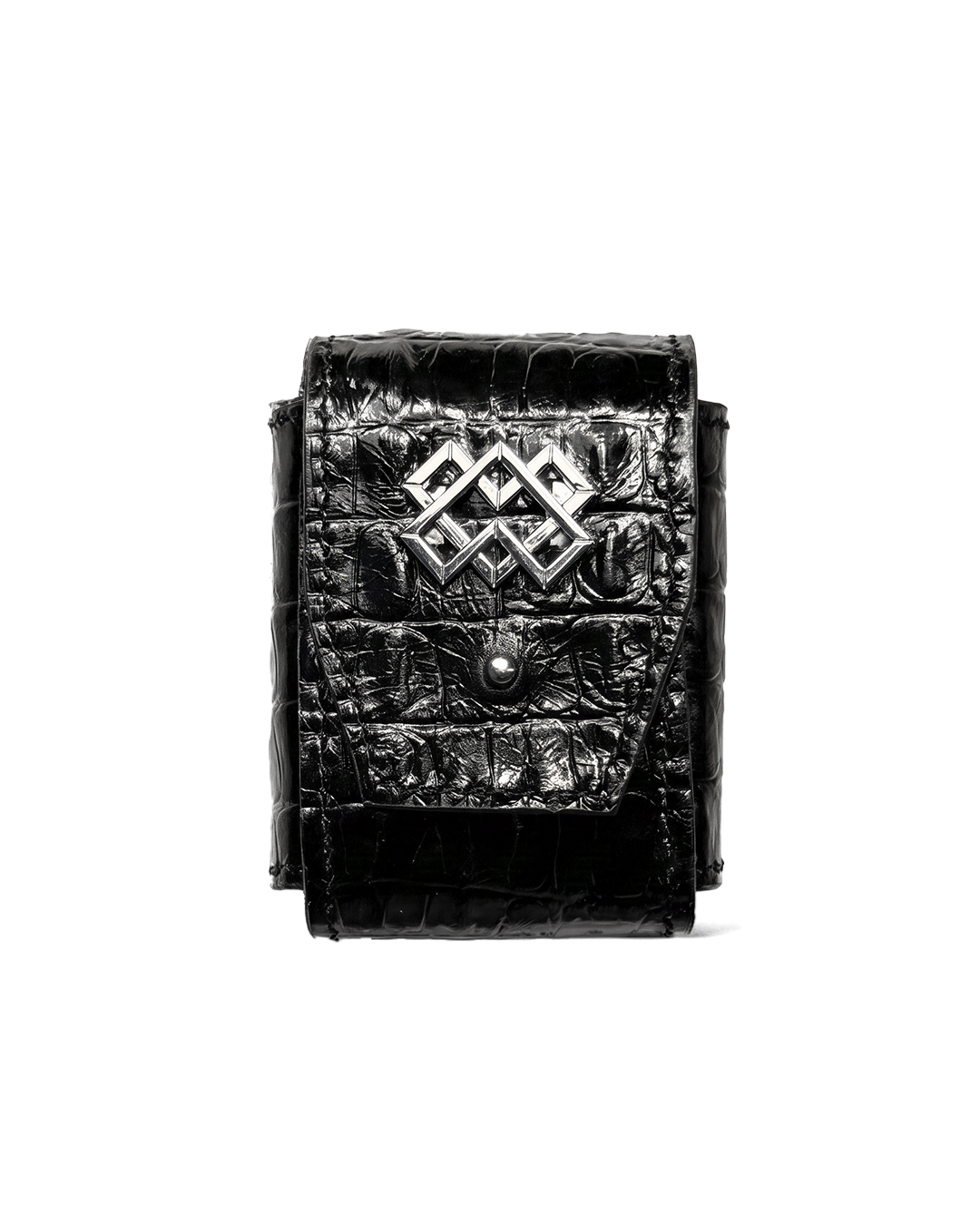 Blacksheeps Cigarette Case in genuine crocodile leather, front view